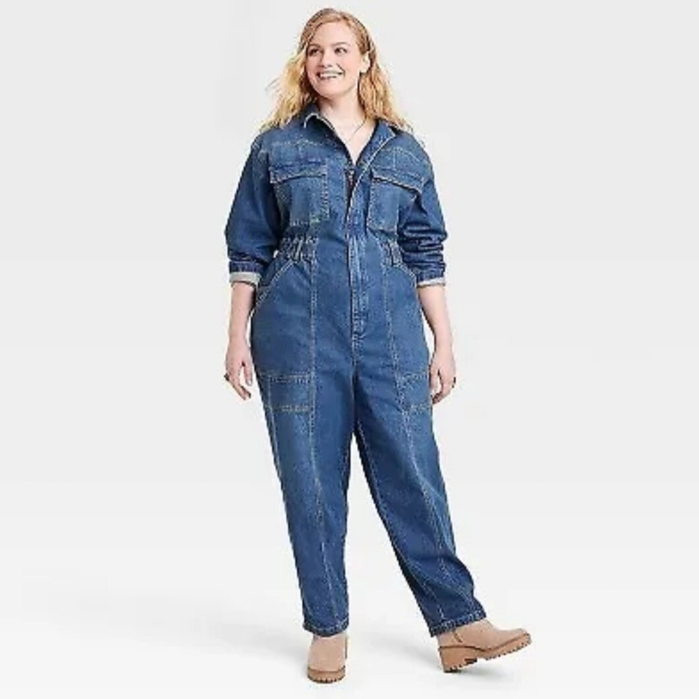 NWT TARGET Universal Thread Viral Denim Jumpsuit SZ 16